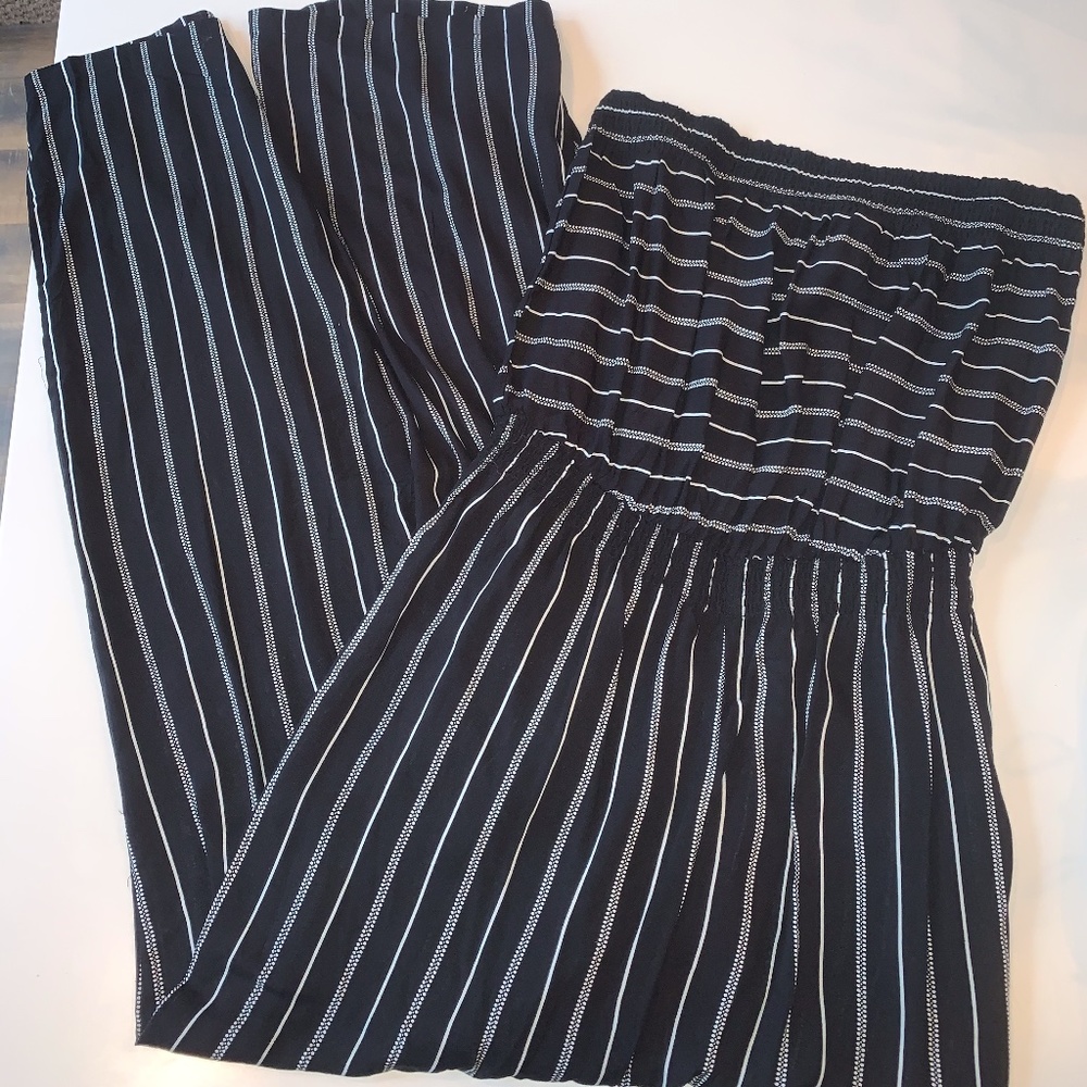 Striped Strapless Jumpsuit